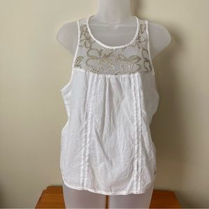Hollister Floral Sequin Sleeveless Tank Top Juniors Size Medium White